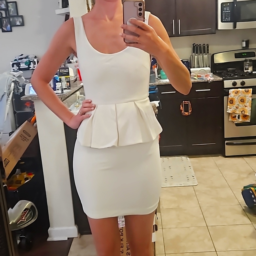 White peplum dress